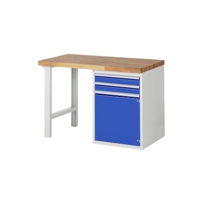 PROREGAL Werkbank Serie 7000 - Modell 7503 | HxBxT 84x125x70cm | 2x Schublade + 1x Flügeltür + 1x Fachboden | Schubladenmaße 2x90mm Image