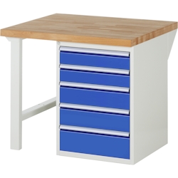 PROREGAL Werkbank Serie 7000 - Modell 7513 | HxBxT 84x100x90cm | 5x Schublade | Schubladenmaße 2x120 + 2x150 + 1x180mm Image