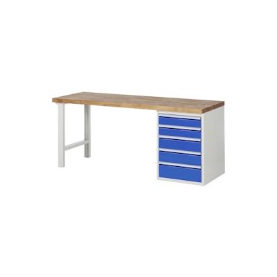 PROREGAL Werkbank Serie 7000 - Modell 7513 | HxBxT 84x200x70cm | 5x Schublade | Schubladenmaße 2x120 + 2x150 + 1x180mm Image