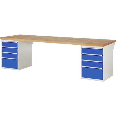PROREGAL Werkbank Serie 7000 - Modell 7510 | HxBxT 84x300x90cm | 8x Schublade | Schubladenmaße 6x150 + 2x270mm | Lichtgrau | Arbeitstisch Werktisch Image