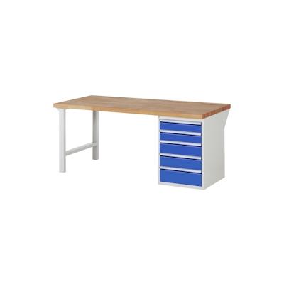 PROREGAL Werkbank Serie 7000 - Modell 7513 | HxBxT 84x200x90cm | 5x Schublade | Schubladenmaße 2x120 + 2x150 + 1x180mm Image