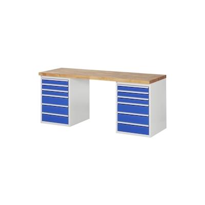 PROREGAL Werkbank Serie 7000 - Modell 7515 | HxBxT 89x200x70cm | 12x Schublade | Schubladenmaße 6x90 + 6x150mm | Lichtgrau | Arbeitstisch Werktisch Image