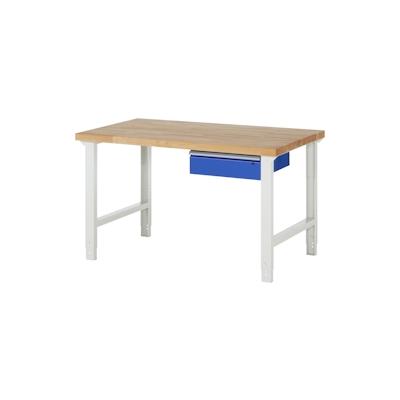 PROREGAL Werkbank Serie 7000 - Modell 7001 | HxBxT 79-114x150x90cm | 1x Schublade | Schubladenmaße 1x150mm | Lichtgrau | Arbeitstisch Werktisch Image