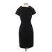 Ellen Tracy Casual Dress - Sheath High Neck Short sleeves: Black Print Dresses - Women's Size 2