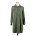 Old Navy Casual Dress - Shirtdress Collared 3/4 sleeves: Green Print Dresses - Women's Size Small