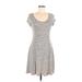 rue21 Casual Dress - A-Line Scoop Neck Short sleeves: Gray Marled Dresses - Women's Size Medium