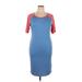 Lularoe Casual Dress - Sheath Scoop Neck Short sleeves: Blue Print Dresses - Women's Size X-Large