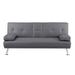 17 Stories Wayd Twin 66" Vegan Leather Convertible Sofa Faux Leather/Metal in Gray/White | 32 H x 66 W x 32 D in | Wayfair