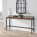 17 Stories 70.9 inch Extra Long Sofa Table, Narrow Console Table Behind Couch, Modern Entryway Table Wood/Metal in Black | Wayfair