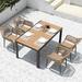 Corrigan Studio® Maithili Rectangular 59.06" L Outdoor Restaurant Dining Set Metal in Black/Brown | 59.06 W x 35.43 D in | Wayfair