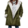Veste à capuche en peluche pour femme manteau coupe-vent mi-long veste douce caractéristiques du
