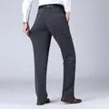 Pantalon de bureau taille haute slim pour homme pantalon moulant entrejambe profond peluche