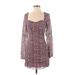 Le Lis Casual Dress - Mini Sweetheart Long sleeves: Burgundy Dresses - Women's Size Small