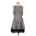 Jessica Simpson Casual Dress - Mini Crew Neck Sleeveless: Gray Snake Print Dresses - Women's Size Small