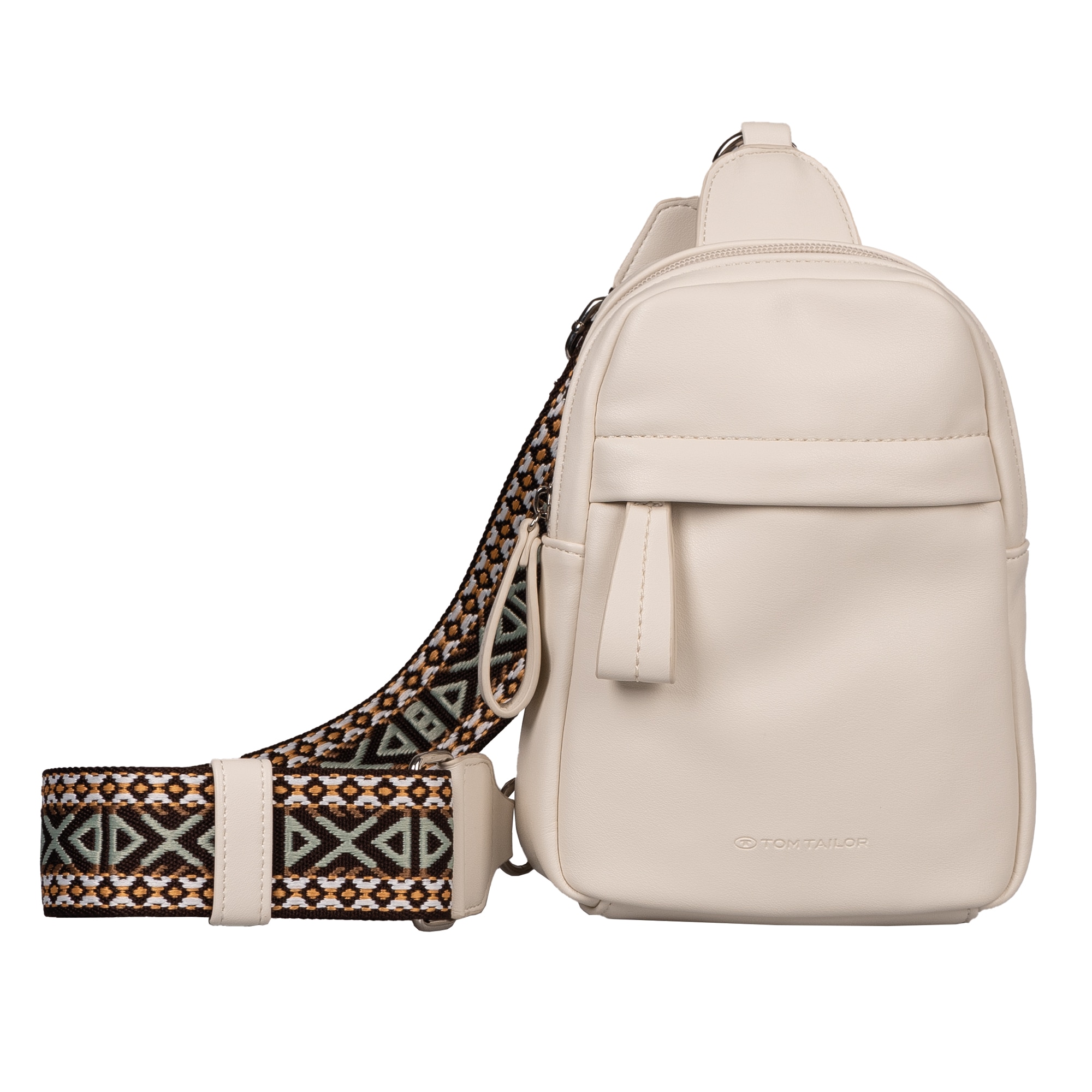 Rucksack TOM TAILOR "Palina", Gr. B/H/T: 16,5cm x 22cm x 5,5cm, weiß, Polyurethane, Rucksäcke, aus weichem Lederimitat mit effektvollem Schulterriemen Image