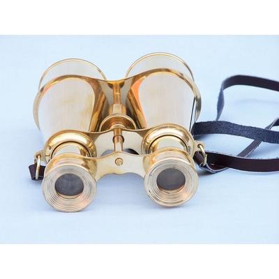 Captain's Solid Brass Binoculars with Leather Case 6