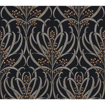 Ronald Redding Calluna Black & Gold Metallic Wallpaper