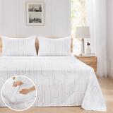 Deconovo Pillowcases Flat Sheet & Fitted Sheet 4 Pieces Queen