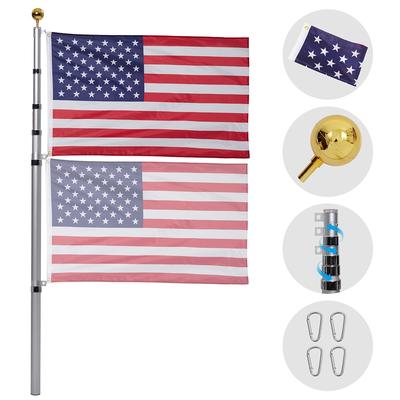 Outdoor Flag Poles, Flag Pole for Outside In Ground with American Flag and Ornament Ball