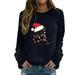 Women s Christmas Casual Round Neck Raglan Long Sleeve Small Light Bulb Collar Cat Print Pullover Sweatshirt Sweatshirt 2 Peaces Set Women 2002 Sweatshirt Women 2t Zip up Hoodie Girl 2x Womens Hoodie