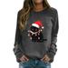 Women s Christmas Casual Round Neck Raglan Long Sleeve Small Light Bulb Collar Cat Print Pullover Sweatshirt Sweatshirt 2 Peaces Set Women 2002 Sweatshirt Women 2t Zip up Hoodie Girl 2x Womens Hoodie