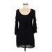 Catch Me Casual Dress - Shift Scoop Neck 3/4 sleeves: Black Print Dresses - Women's Size Medium