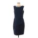 Connected Apparel Casual Dress - Party High Neck Sleeveless: Blue Print Dresses - Women's Size 8