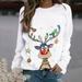 Women Raglan Baseball T-Shirt Casual Patchwork Long Sleeve Reindeer Graphic Tees Christmas Moose Elk Snowman Print Tops