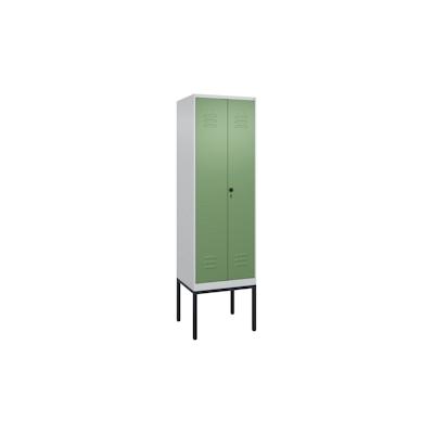 C+P Doppel-Spind Classic PLUS, Gestell, 2 Abteile, HxBxT 212x60x50cm, Sicherheitsdrehriegel, Hellgrau/Resedagrün von PROREGAL Image