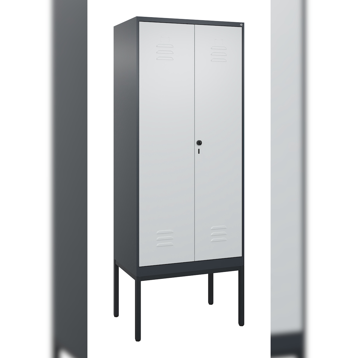 C+P Doppel-Spind Classic PLUS, Gestell, 2 Abteile, HxBxT 212x80x50cm, Sicherheitsdrehriegel, Anthrazit/Hellgrau von PROREGAL Image