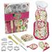 Gecheer Kids Baking Set 15 PCS with Hat Apron Oven Mitt Educational Role Playset for Children Pink Kitchen Utensils Oversleeves Gift for Girls