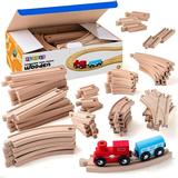 52-Piece Wooden Train Track Lot Railway Set Thomas The Train Brio Accessories