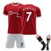 XNB 2021-2022 Man Utd Home Shirt #7 Ronaldo Sportswear Soccer Activewear Set