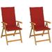 moobody Patio Chairs 2 pcs with Red Cushions Solid Teak Wood