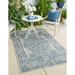 Rugs.com Outdoor Traditional Collection Rug â€“ 8 x 11 Blue Flatweave Rug Perfect For Living Rooms Large Dining Rooms Open Floorplans