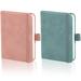 2 Pack Mini Notebooks 3.15 Ã—4.33 Inch Pocket Notebook Small Leather Notebooks Hardcover Pocket Journal Tiny Notebook for Men 100 Sheets Thick Lined Paper per Notepad (Pink Light Blue)