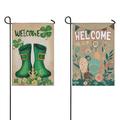 Happy St.Patrick s/Easter Day Outdoor Flag Burlap Outdoor Flag Shamrock in the Boots Outdoor Flags Vertical Double Sided Outdoor Flag for Home Spring Farmhouse Holiday Outside 12.5 Ã—18 in.