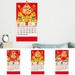 Mairbeon 2024 Wall Calendar with Blessing Word Double Coil Page Turning Monthly Calendar Ornament Tearable Chinese New Year Hanging Calendar Home Decoration