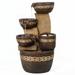 HomeStock Modern Motifs Brown Resin Tiered Bowls And Pot Outdoor Fountain