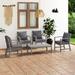 5 Piece Garden Lounge Set with Cushion Solid Acacia Wood Gray