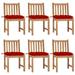 Patio Chairs 6 pcs with Cushions Solid Teak Wood