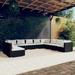 10 Piece Patio Lounge Set with Cushions Black Poly Rattan