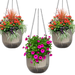 3 Pcs Self Watering Hanging Planters Premium Indoor Hanging Flower Pots with Holes and Detachable Chains Hanging Planters for Indoor Plants Visible Water Level (Gray)
