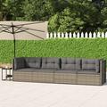 4 Piece Patio Lounge Set with Cushions Gray Poly Rattan