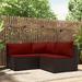 3 Piece Patio Lounge Set with Cushions Brown Poly Rattan