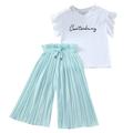 Wiueurtly Medium Girl Clothes Outfits Tops+Ruffle Pants Kids Shirt T Loose Children Girls Baby Letter Girls Outfits&Set