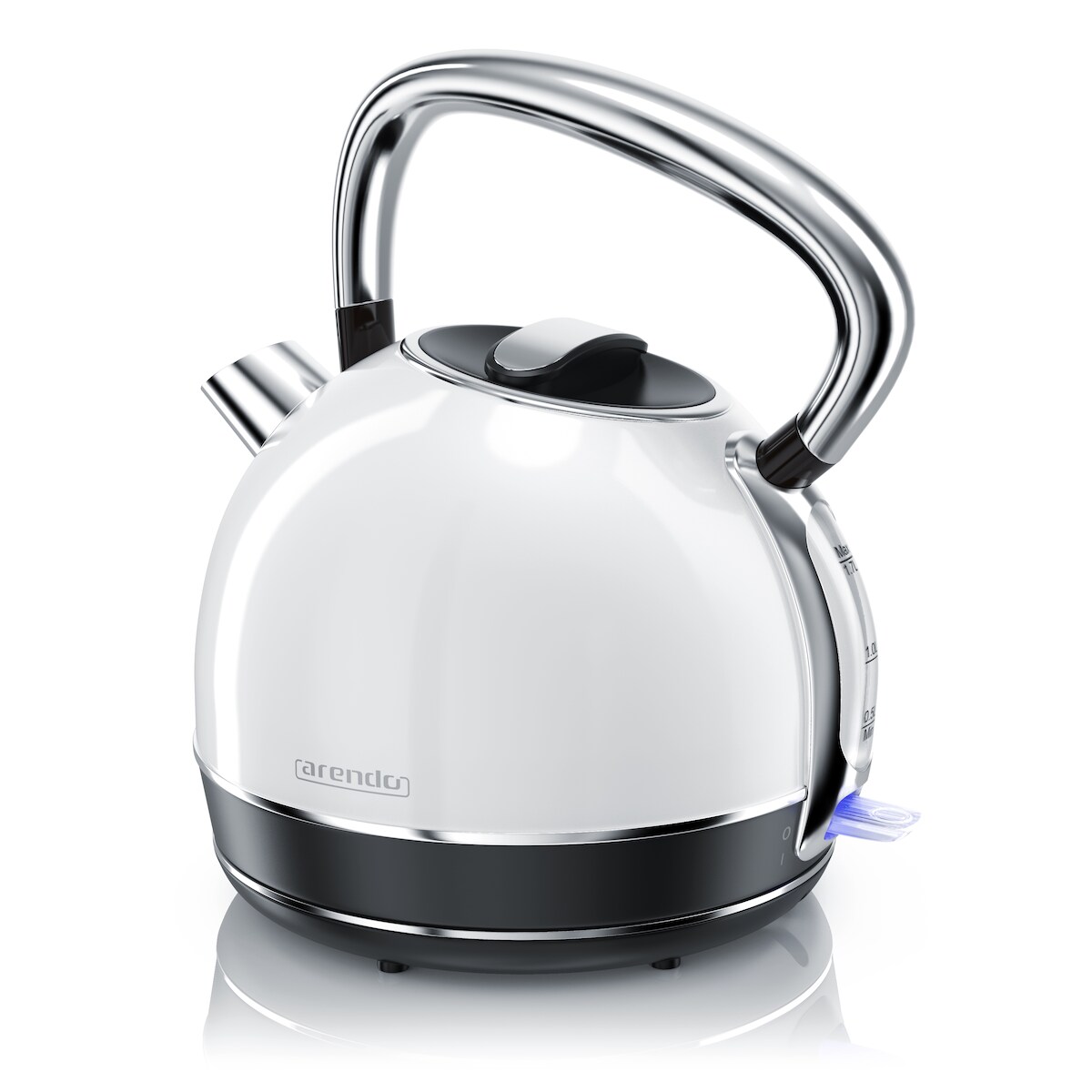 Arendo Wasserkocher 1,7 l, 2200 W, Edelstahl, Retro Style, Vintage, Überhitzungs & Trockenkochschutz, weiß Image