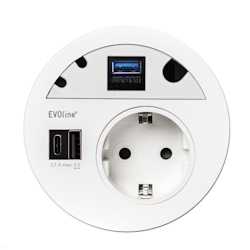 EVOline Circle80 Einbausteckdose mit USB-Doppelcharger A/C, Blende USB 3.0, weiß Image