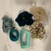 American Eagle Outfitters Accessories | 4 Scrunchies (American Eagle) & 2 Claw Clips - (Tj Maxx) | Color: Blue/Tan | Size: Os