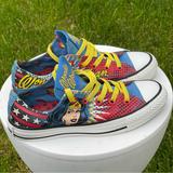 Converse Shoes | Converse Wonder Woman Shoes Womens 6 Mens Red Blue 4 Low Top Dc Comics Colorful | Color: Red/Yellow | Size: 6